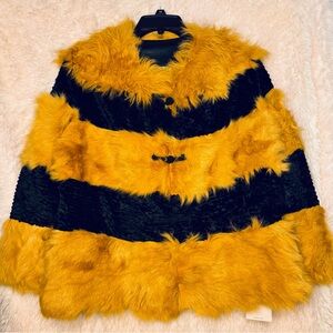 Fabulous yellow & black striped fox fur + Persian lamb jacket